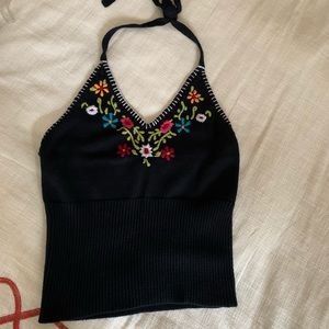 Beautiful hand embroidered halter top.